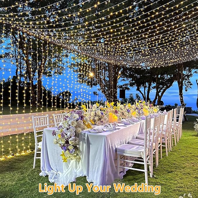 YEGUO 165ft 500 LED Christmas Lights Outdoor Waterproof, Clear Wire String Lights Indoor Plug in, 8 Modes Fairy Light for Christams Party Wedding Tree(Warm White)