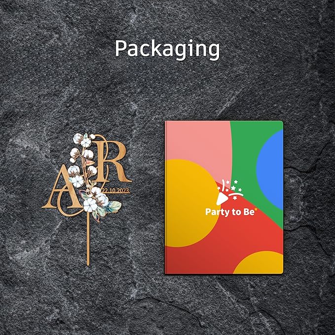 Personalized Autumn Wedding Cake Topper in Wood Custom Bride and Groom Initial Cake Topper Wedding Date Cake Decoration (Cotton)