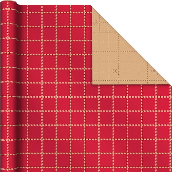 Hallmark All Occasion Reversible Wrapping Paper - Gold & Kraft Stripes, Triangles, Chevron, Polka Dots