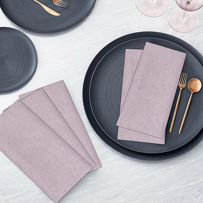 Ruvanti Cloth Napkins Set of 12, 18x18 Reusable Napkins Cloth Washable, Soft & Durable Table Napkin, Poly Cotton Fabric Dinner Napkins for Parties, Christmas, Thanksgiving, Weddings - Mauve