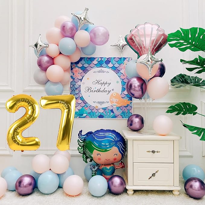 Smlpuame 40 inch Number Balloon 0-9 Gold Large Number 27 Balloons,Digital Balloons for Birthday Party Celebration Decorations Supplies, Helium Foil Number Balloons for Wedding Anniversary
