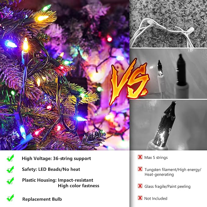 Joomer Mini Christmas String Lights - Total 58.5 FT 300 LED Plug-in String Light, Connectable Waterproof Fairy Lights for Indoor Outdoor Decor, Patio, Home,Christmas Decoration - Multicolor