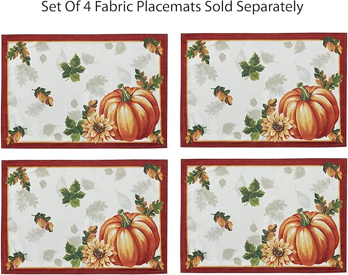 Newbridge Thanksgiving Autumns Bounty Bordered Round Fabric Tablecloth, 70 Inch Round Bountiful Farm Pumpkin Fall Harvest Multicolor Easy Care Table Cloth for Holiday Party
