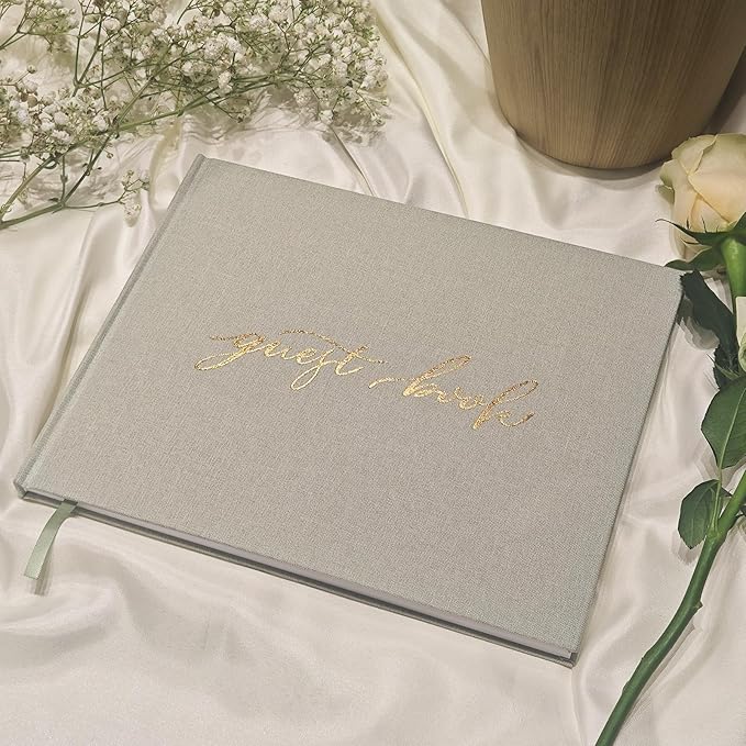 Personalized Wedding Guest Book-for Wedding Reception and Various Celebrations Including Birthday Parties, Anniversaries, Baby Showers-100 Blank Pages for Guest Signatures and Photo Displays (Sage)