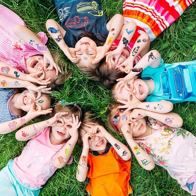 350+ Kids Themed Designs Temporary Tattoos for Boys - Individually Wrapped, Glow in the Dark, Waterproof Fake Tattoos - Multiple Themes: Dinosaur, Animal, Truck, Ocean, Baseball, Soccer, Sports, Car