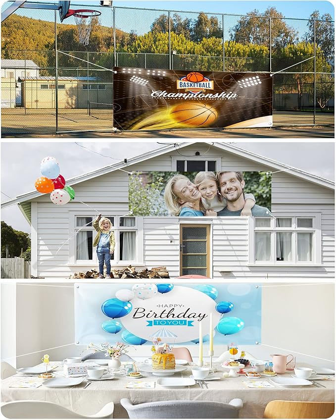 Custom Vinyl Banners and Signs Customize Outdoor, Personalized Banner with Logo Text for Party Birthday, Customized Banner Decoration for Business Graduation Wedding Event 2'x10'