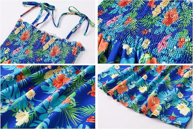 Cromoncent Matching Hawaiian Outfits for Family, Dad and Son Matching Luau Beach Tropical Shirts Mommy Daughter Tropical Sets