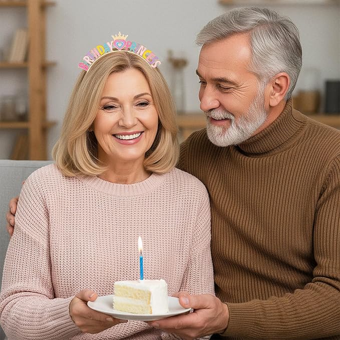 Birthday Headband,Happy Birthday Headband for Women,Princess Birthdays Crown Tiara, Colorful Heart Design,Great Gifts Crown Gift Party Decorations for Women Girls