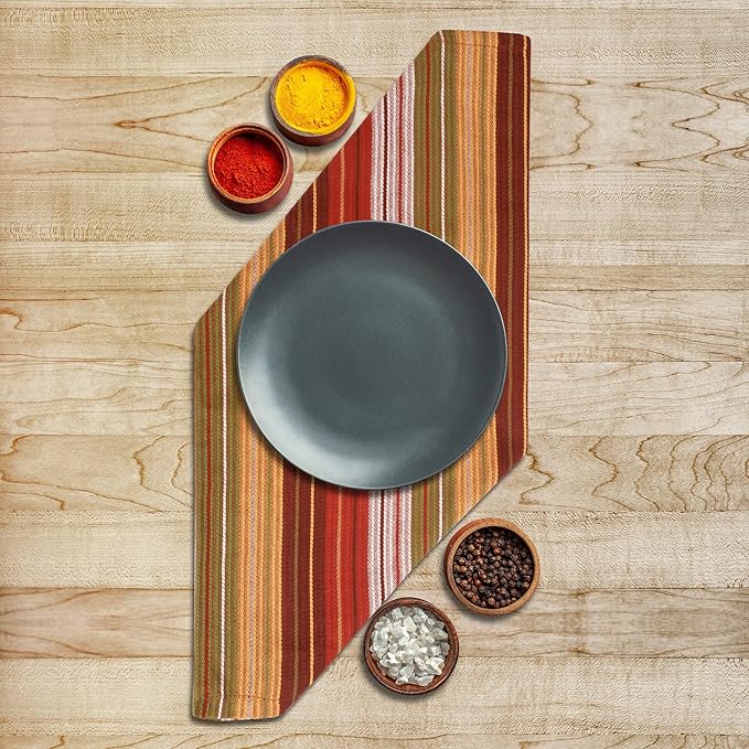 Urban Villa Cloth Napkins Autumn Stripes Dinner Napkins Set of 12 20X20 100% Cotton Absorbent Washable Durable Reusable Cloth Napkins Ideal for Farmhouse Party Thanksgiving Harvest Fall Dinner Napkins