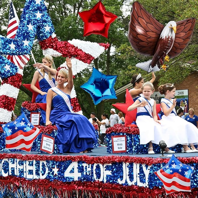 Patriotic Eagle Balloon 12 pcs Red White and Blue Star Foil Balloons Decorations 4th of July Balloons American Flag Balloon Decor for Veterans Day Independence Day Memorial Day Party Supplies