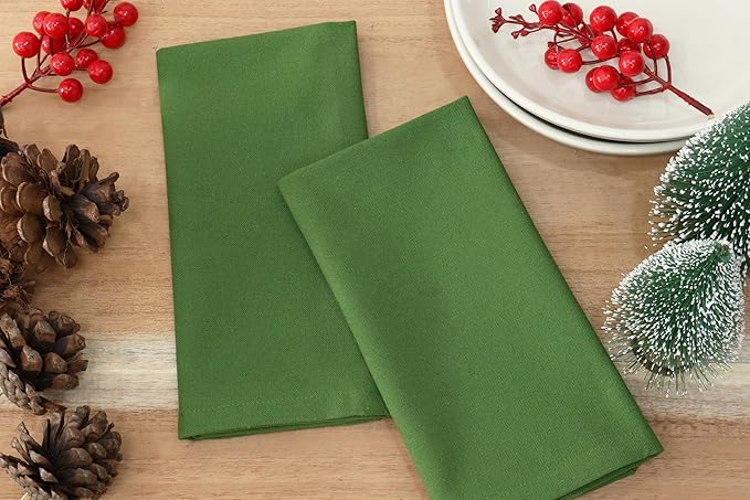 PurpleEssences Set of 6 Cloth Dinner Napkins 100% Cotton 18x18 Inch - Soft Durable Washable - Ideal for Farmhouse Party Christmas Holiday Winter - Perfect Everyday Use Table Linen - Sage Green