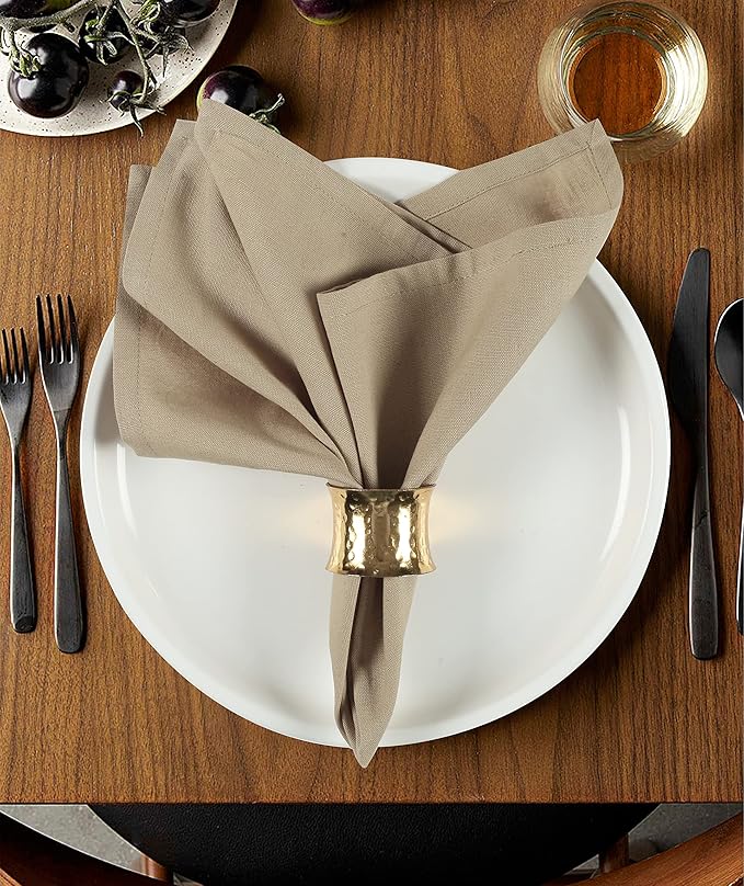 Table Napkins Cloth Dinner Cloth Cotton Linen Blend Fabric 12 Pack Easter Special Mitered Corners for Every Day Use Napkin Pre Shrunk and Good Absorbency (Beige, Pack of 12)