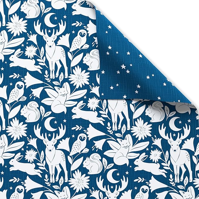 American Greetings 60 sq. ft. Reversible Christmas Wrapping Paper, Animals (1 Roll, 30 in. x 288 in.)
