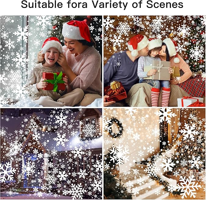 Christmas Projector Lights Outdoor, GUSODOR Upgraded IP65 Waterproof Dynamic Double Head Snowflake Projector, Projection Lights for Indoor Outdoor Christmas Decorations, Holiday, Yard Decor-Large