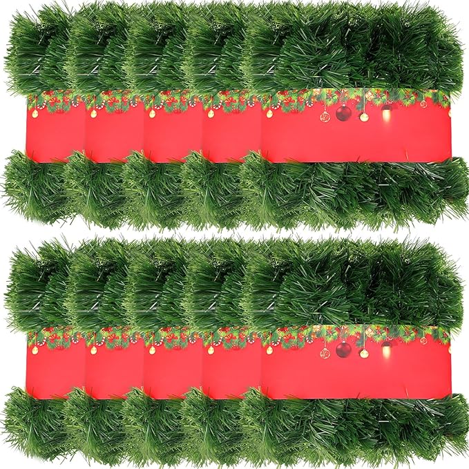 Hotop 10 Pcs 650 FT Christmas Garland Bulk Decorations Artificial Pine Garland for Christmas Xmas Greenery for Mantle Table Fireplace Tree Stairs Railing Door Holiday Decoration Supplies