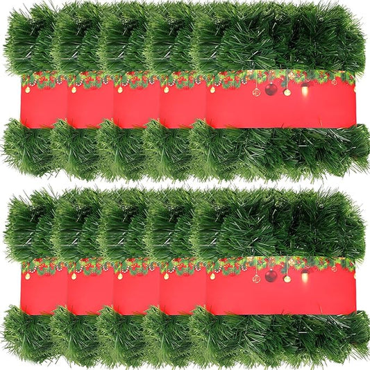 Hotop 10 Pcs 650 FT Christmas Garland Bulk Decorations Artificial Pine Garland for Christmas Xmas Greenery for Mantle Table Fireplace Tree Stairs Railing Door Holiday Decoration Supplies