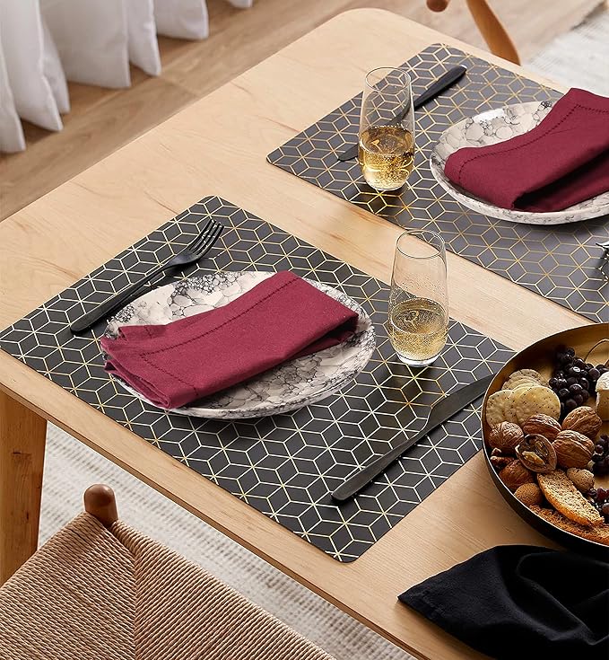Palisa Cloth Dinner Napkins with Hemstitched Detailing & Mitered Corners Set of 4 (18x18 Inches) Burgundy - Cotton Reusable Dinner Napkins - Perfect for Weddings & Everyday Use