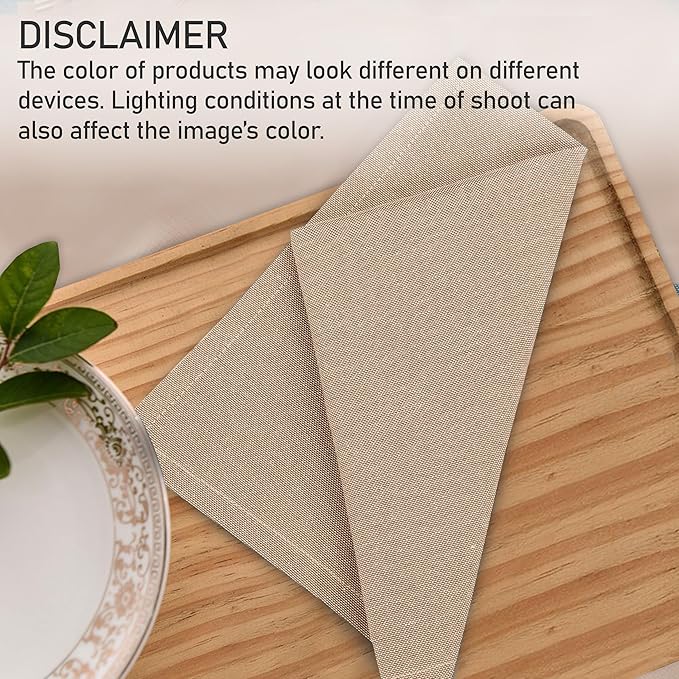 Ruvanti Cloth Napkins Set of 6, 18x18 Reusable Napkins Cloth Washable, Soft & Durable Table Napkin, Poly Cotton Fabric Dinner Napkins for Parties, Christmas, Thanksgiving, Weddings - Sand