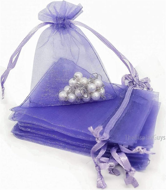 TheDisplayGuys 48-Pack 6x8 Lavender Sheer Organza Gift Bags with Drawstring, Jewelry Candy Treat Wedding Party Favors Mesh Pouch