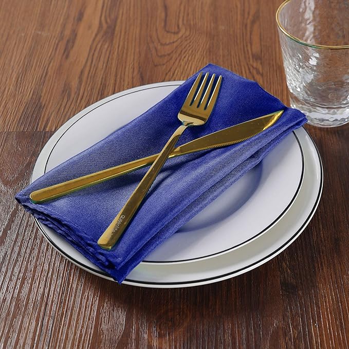 Cloth Napkins 20x20 inch Washable Polyester Dinner Napkins Soft Table Napkins for Wedding Party Dining Banquet(Royal Blue,12PCS)