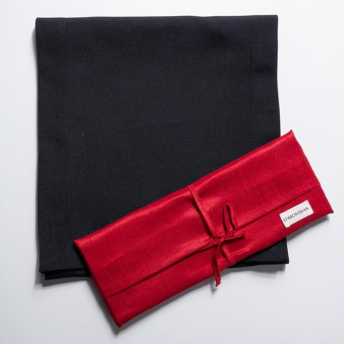 D'Moksha Homes Black Table Runner 14 x 48 Inch - Faux Linen Coffee Table Runner - Wrinkle Resistant, Machine Washable Ideal for Dresser, Fall, Thanksgiving, Holiday - 100% Recycled Fabric