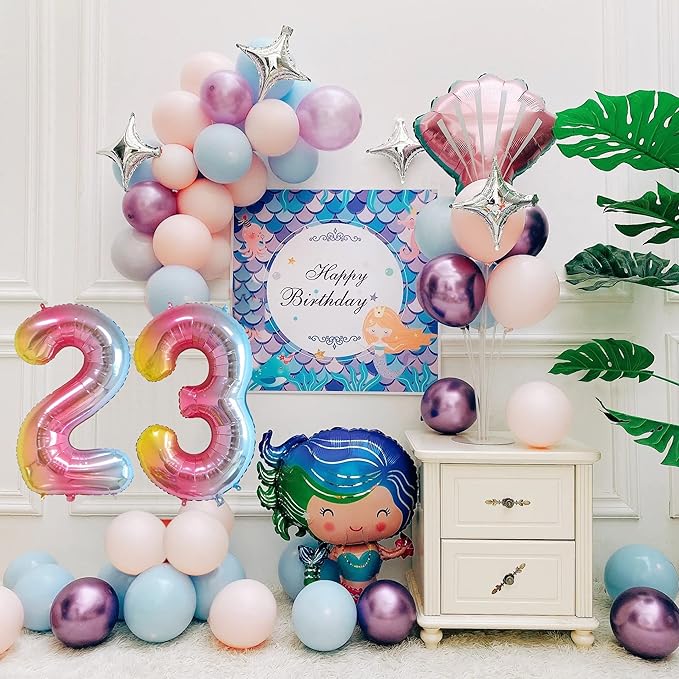 Smlpuame 40 Inch Number Balloons 0-9 Rainbow Gradient Large Number 23 Balloons, Digital Balloons for Birthday Party Celebration Decorations, Helium Foil Number Balloons for Wedding Anniversary