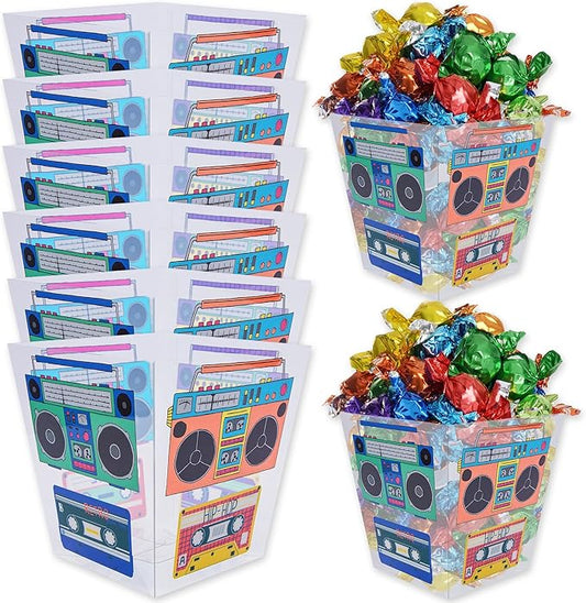 80s Bucket Centerpiece, 8Pcs 90s Tape Radio Party Supplies, 90s Theme Birthday Party Decoration Tape Radio Table Decor, Retro Hip Hop Disco Pop Music Party