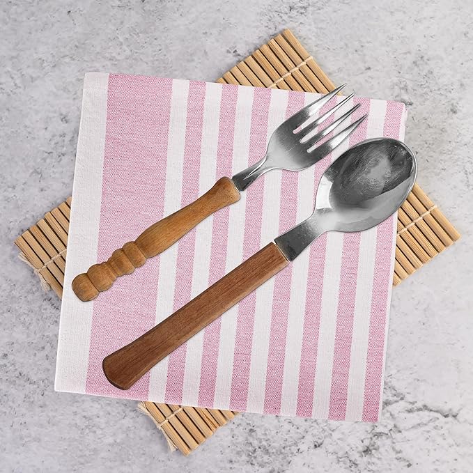 Urban Villa DinnerNapkins Horizontal Stripes Cloth Napkins Set of 12 Pink Color Dinner Napkins 20x20 Inches 100% Cotton Over Sized Cloth Napkins with Mitered Corners DinnerNapkins