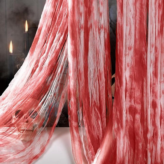 400" x 85" Halloween Creepy Cloth Decoration, Large Bloody Spooky Fabric Cloth Halloween Scary Gauze Cheesecloth for Haunted House Halloween Party Yard Wall Indoor Outdoor Decor