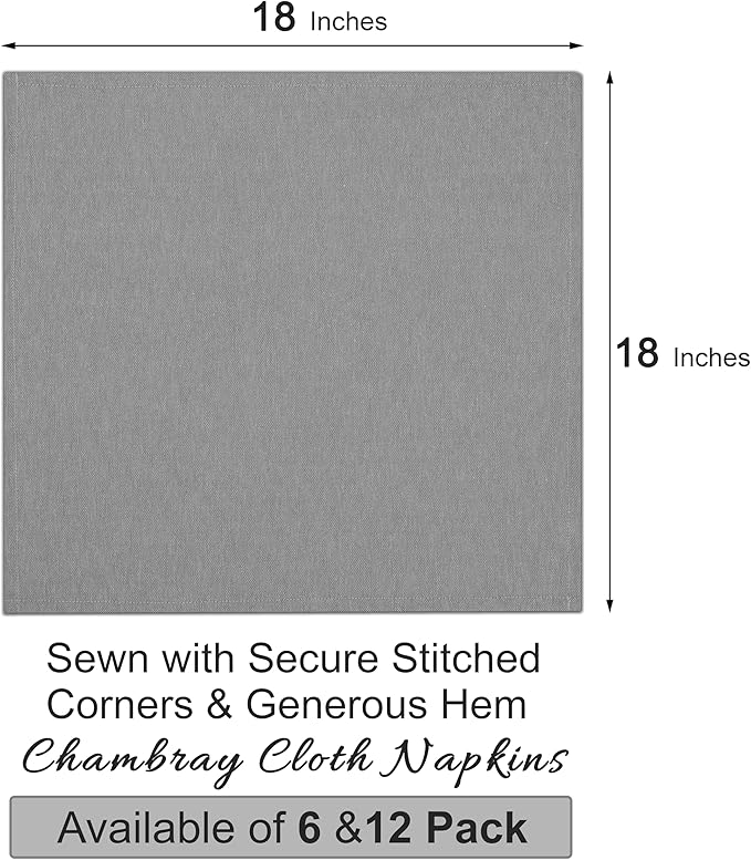 Ruvanti Cloth Napkins Set of 12, 18x18 Reusable Napkins Cloth Washable, Soft & Durable Table Napkin, Poly Cotton Fabric Dinner Napkins for Parties, Christmas, Thanksgiving, Weddings - Ombre Blue