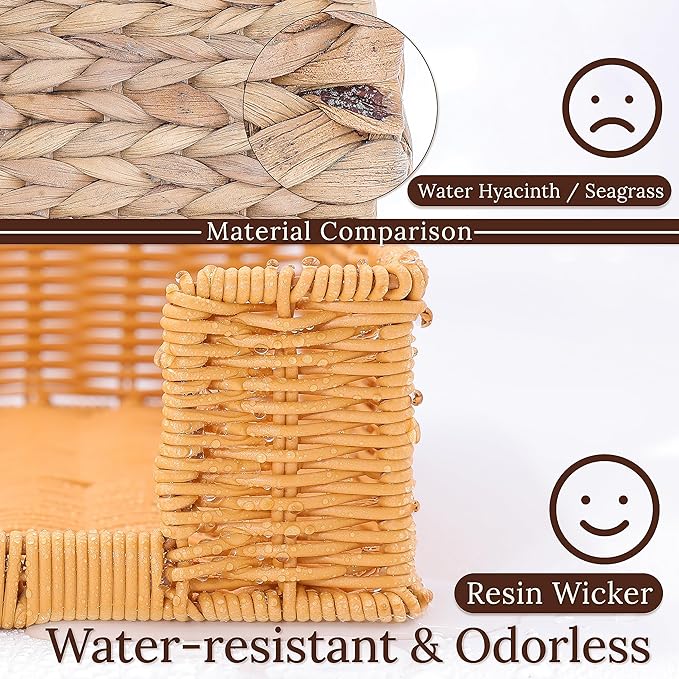 Paper Napkin Holder, Dinner Napkin Dispenser, Rustic Tissue holder, Flat Tissue Box, Resin Wicker, Light Brown