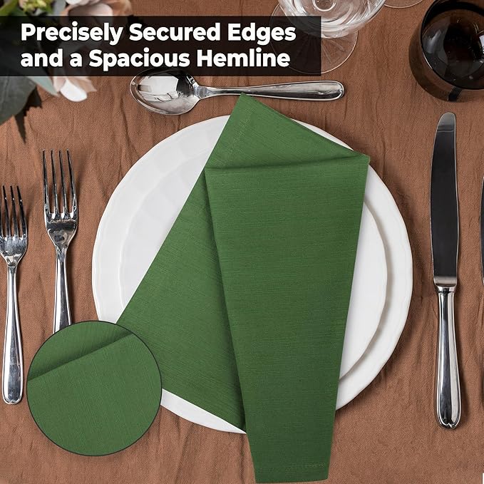 Urban Villa Easter Cloth Napkins 100% Cotton Slub Absorbent Dinner Napkins (Set of 12) Oversized 20x20 Inches Solid Green Color Soft Durable Reusable Washable Ideal for Everyday Use Wedding Parties