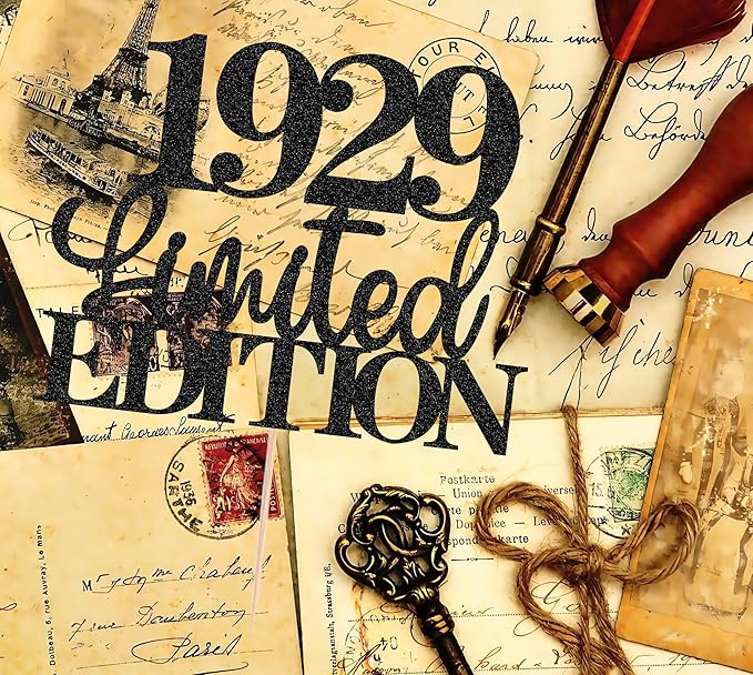 Limited EDITION 1929 Cake Topper - Black Glitter Happy 96th Birthday Party Cake Decoration Supplies, Cheer to 96 Years Cake Bunting Decor for 96th Birthday Party Photo Booth Props