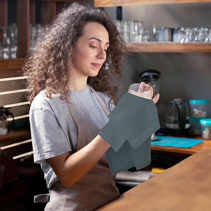 Utopia Home [24 Pack, Grey] Cloth Napkins 20x20 Inches, 100% Polyester Hemmed Edges, Washable and Reusable Ideal for Parties, Weddings and Dinners