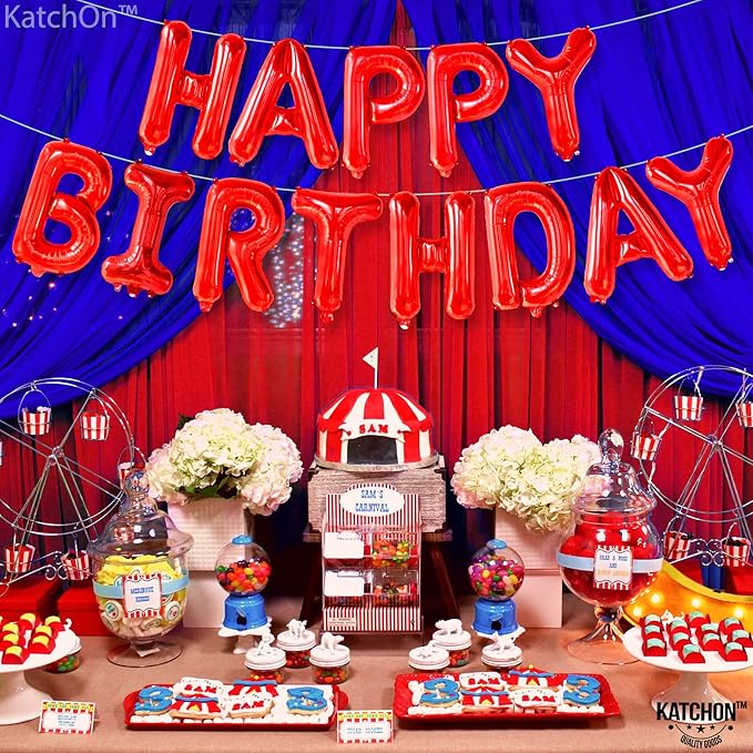 KatchOn, Red Happy Birthday Balloon Banner - 16 Inch | Red Mylar Foil Balloon For Happy Birthday Decorations | Birthday Sign Banner For Birthday Party Decorations