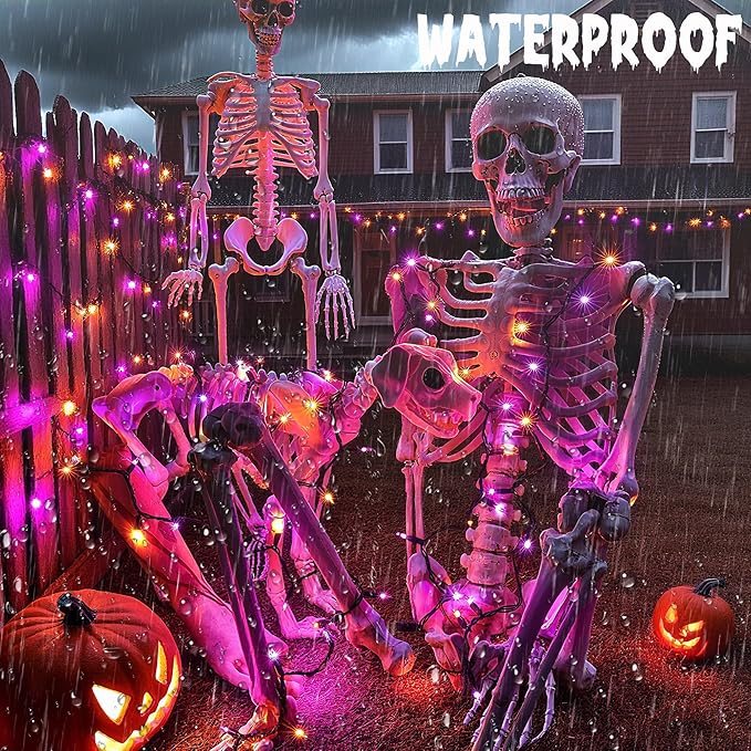 Joomer Orange Purple Halloween String Lights, 19.5FT 100 LED Mini String Lights, Connectable Indoor Outdoor String Light for Patio, Home, Party, Garden, Yard, Halloween Decor