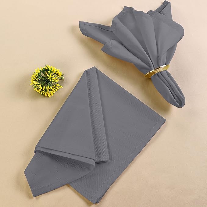 Utopia Kitchen Steel Grey Cloth Napkins [12 Pack, 18x18 Inch] Absorbent Cotton Blend Washable and Reusable for Dinner, Restaurant, Lunch, Wedding and Hotel
