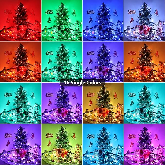 Christmas Lights Outdoor, 164ft 500 LED RGB Color Changing String Lights with Remote, Red and Green Christmas Lights - Plug in Twinkle White Lights for Decor Indoor Party Garden Yard