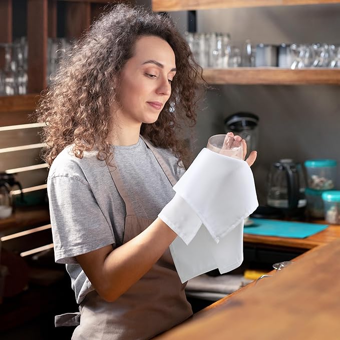 Utopia Home [24 Pack, White] Cloth Napkins 18x18 Inches, 100% Polyester Hemmed Edges, Washable and Reusable Ideal for Parties, Weddings and Dinners