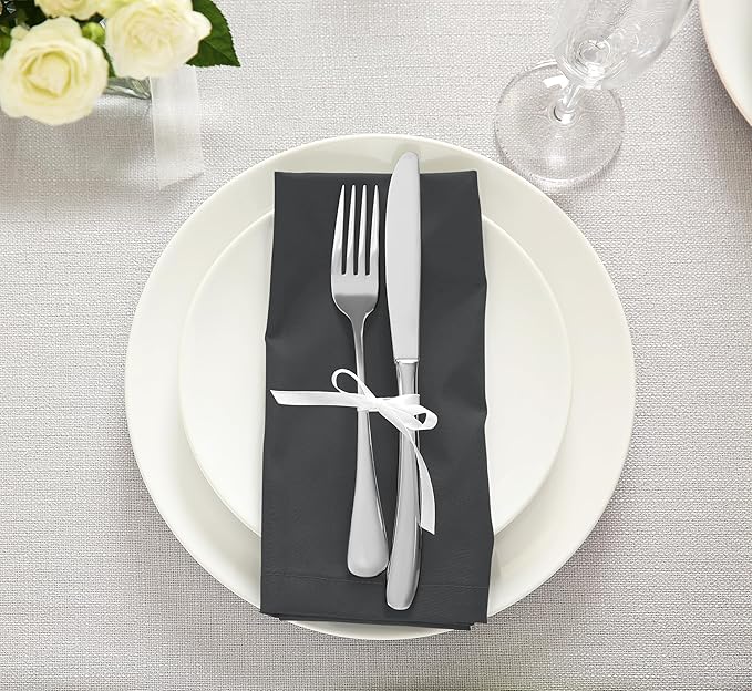 Utopia Kitchen Charcoal Cloth Napkins [12 Pack, 18x18 Inch] Absorbent Cotton Blend Washable and Reusable for Dinner, Restaurant, Lunch, Wedding and Hotel