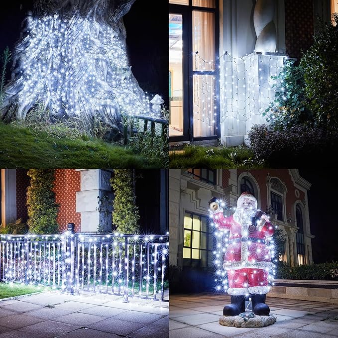Led Christmas Net Lights White Outdoor Christmas Lights 160LED 5ftx7ft, Waterproof Outdoor Indoor Fairy Mesh Net Light for Xmas Party, Yard, Patio, Trees, Shrubs, Bushes Decorations