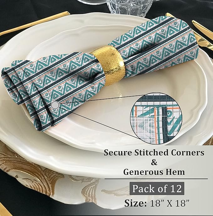 RUVANTI Cloth Napkins Set of 12 Cotton 100%, 18x18 Inches Napkins Cloth Washable, Soft, Absorbent. Cotton Napkins for Parties, Christmas, Thanksgiving, Weddings, Dinner Napkins Cloth - Kite