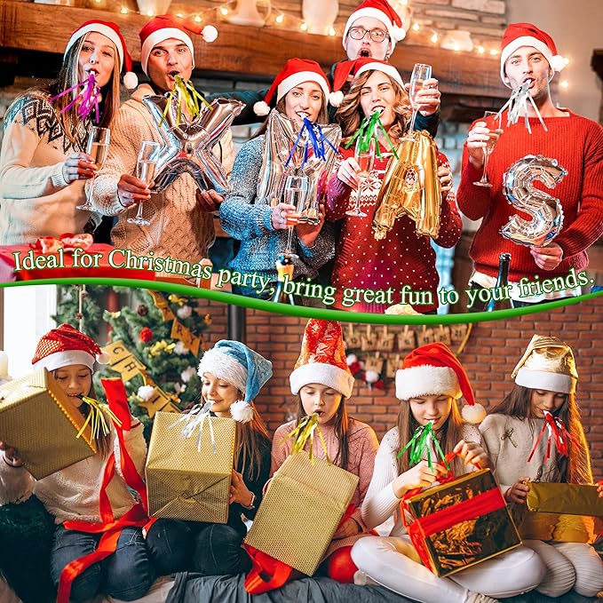 24 Pcs Glitter Noise Makers Metallic Fringed Party Blower for Adults Birthday Graduation New Years Party Favors Supplies (Gold)