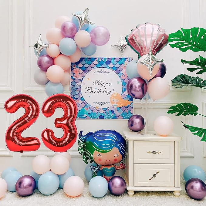Smlpuame 40 inch Number Balloon 0-9 Red Large Number 23 Balloons,Digital Balloons for Birthday Party Celebration Decorations Supplies, Helium Foil Number Balloons for Wedding Anniversary