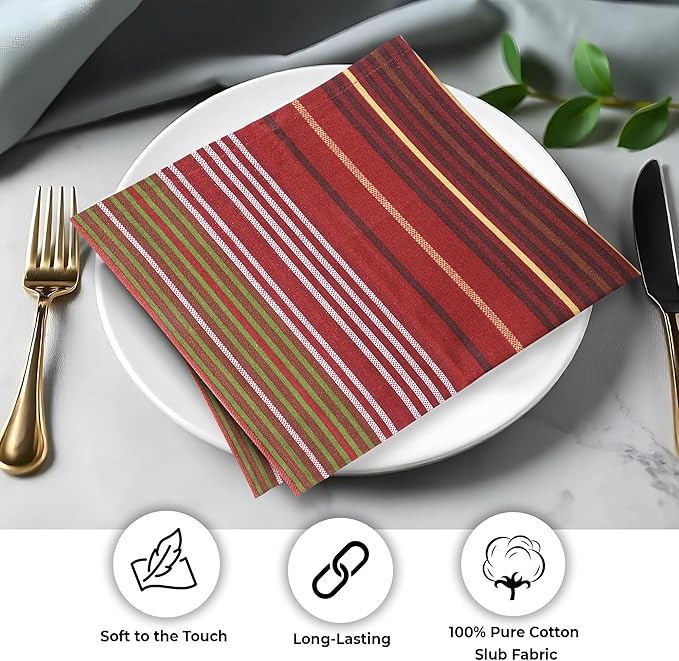 Urban Villa Cloth Napkins Harvest Prints Dinner Napkins Set of 12 20X20 100% Cotton Absorbent Washable Durable Reusable Cloth Napkins Ideal for Farmhouse Party Thanksgiving Harvest Fall Dinner Napkins