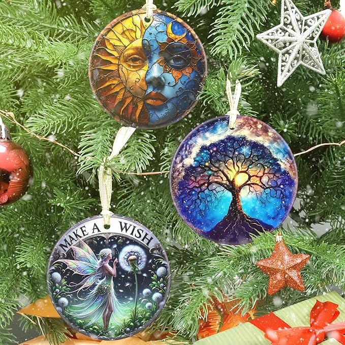 Tree of Life - 3.5 Inch Ceramic Hanging Ornament for Christmas Tree Decorations & Gifts