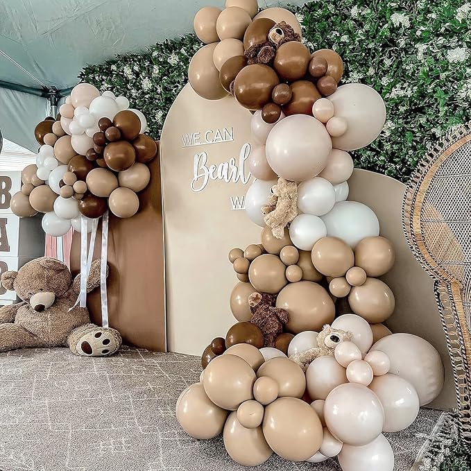 PartyWoo Brown Balloons 100pcs 5 Inch Small Mini Boho Neutral Coffee Tan Fall Latex Balloons for Wedding Baby Shower Gender Reveal Graduation Safari Woodland Birthday Fall Party Decorations Brown-F09
