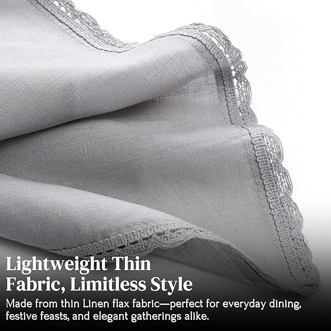 Ramanta Home Linen Flax Cloth Napkins Set of 4 |18x18 Inch | Premium Cotton Linen Flax Lace Soft & Durable | Washable Ideal for Everyday Use Parties Thanksgiving Christmas Halloween Grey