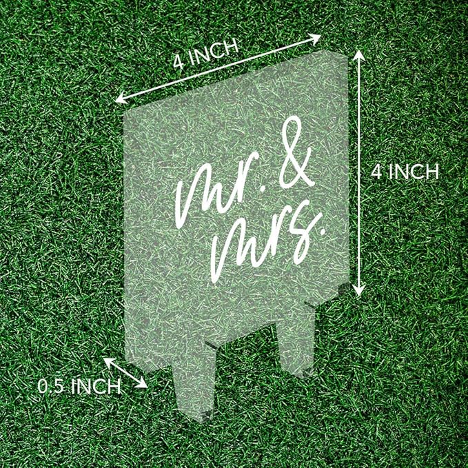 Andaz Press Mr. & Mrs. Script Custom Wedding Cake Topper, Acrylic Square Couple Cake Topper