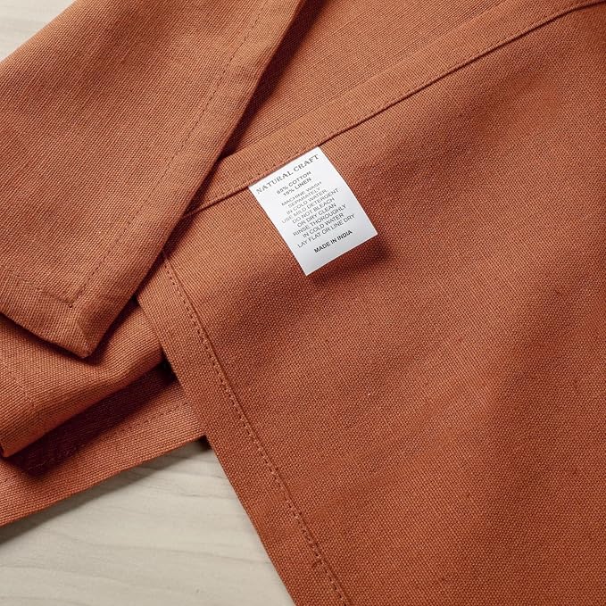 Cloth Napkins Set of 12 Cotton Linen 18x18 Inch - Soft Durable Washable - Ideal for Farmhouse Party Spring Summer Easter - Perfect Everyday Use Table Linen - Rust